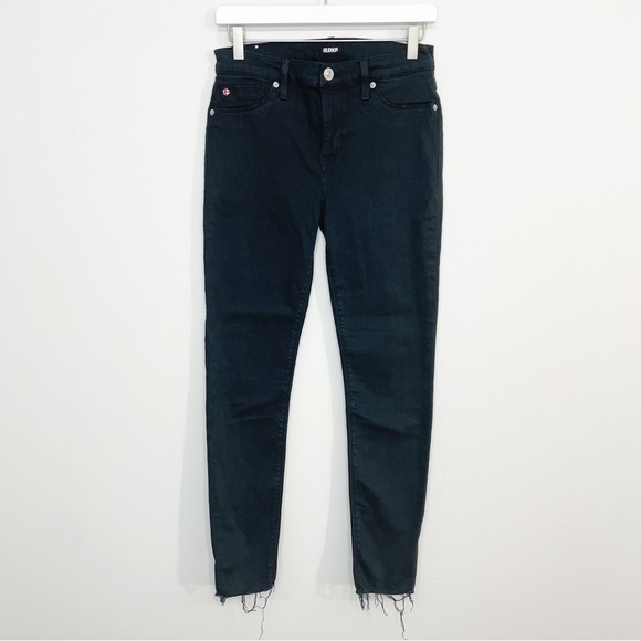 Hudson Jeans Denim - 𝅺HUDSON Natalie Mid Rise Raw Hem Black Skinny Jeans Size 28